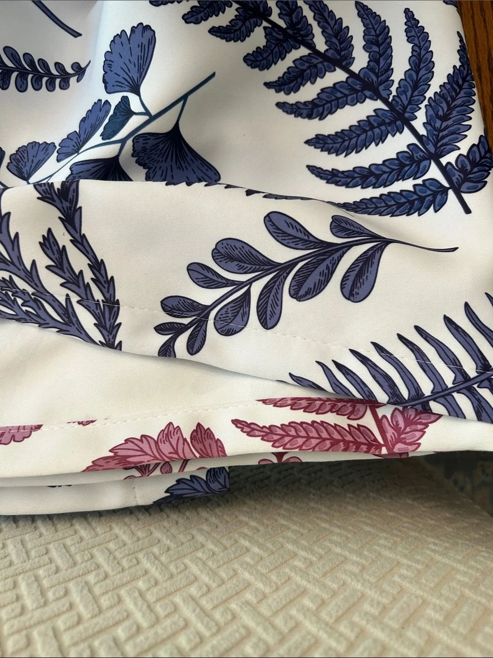 Fern Botanical Drapery 4 Panels in Navy on Cream by Half Moon 52X84